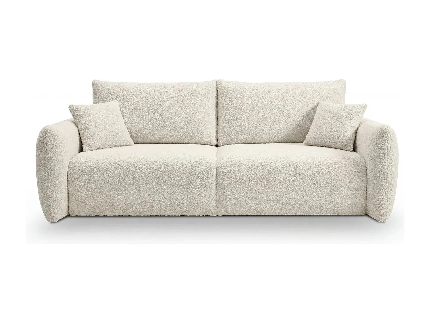 ELIO - Canapé convertible tissu bouclette 3 places - Beige