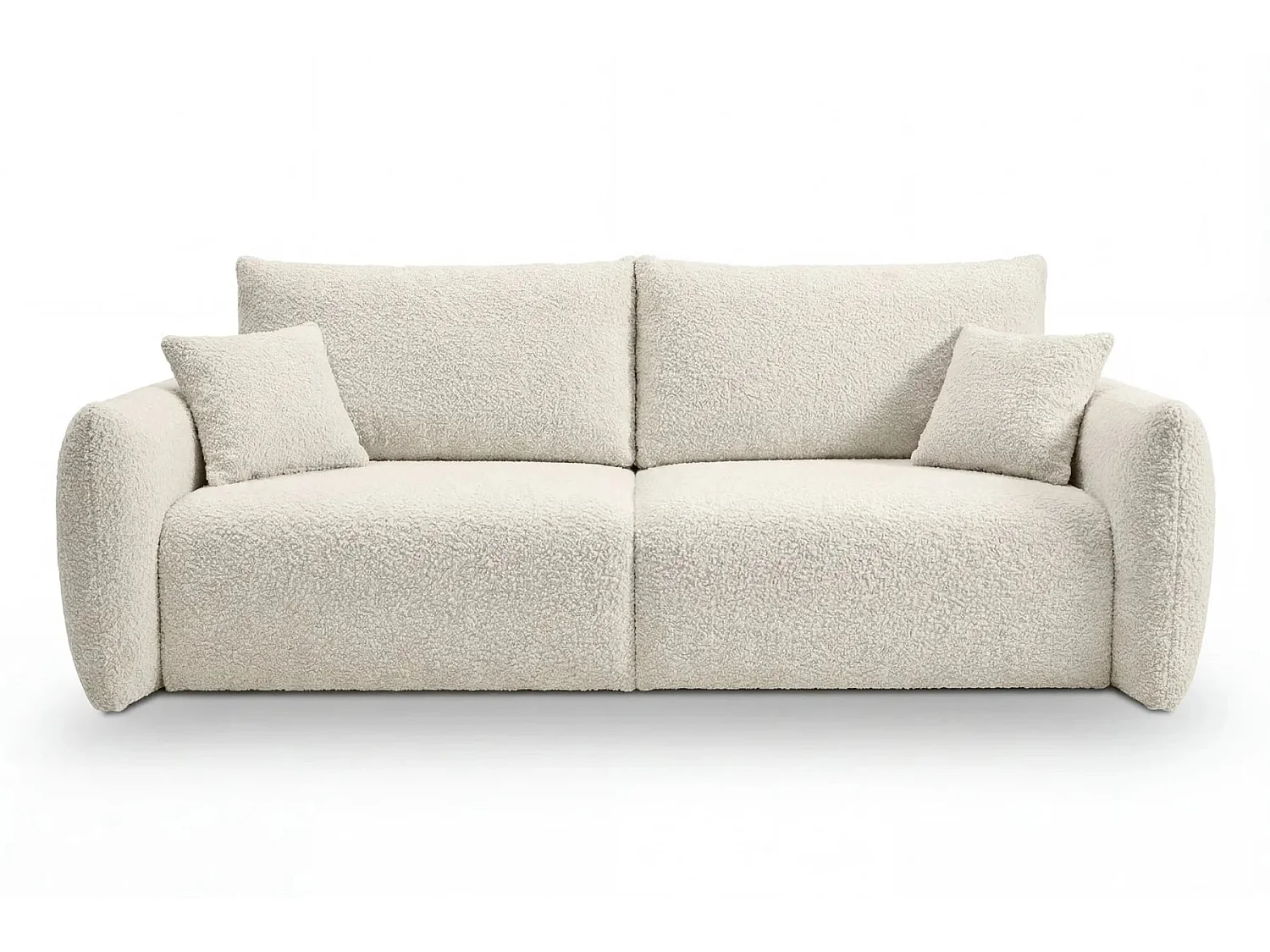 ELIO - Canapé convertible tissu bouclette 3 places Beige