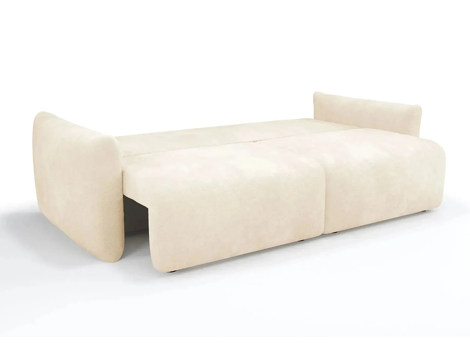 ELIO - Canapé convertible tissu bouclette 3 places Beige
