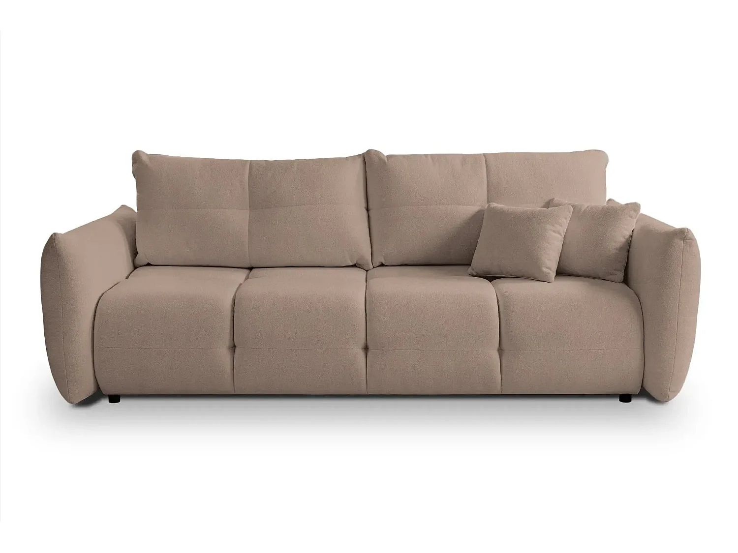 JUNE - Canapé droit convertible tissu bouclette 2 places - Café