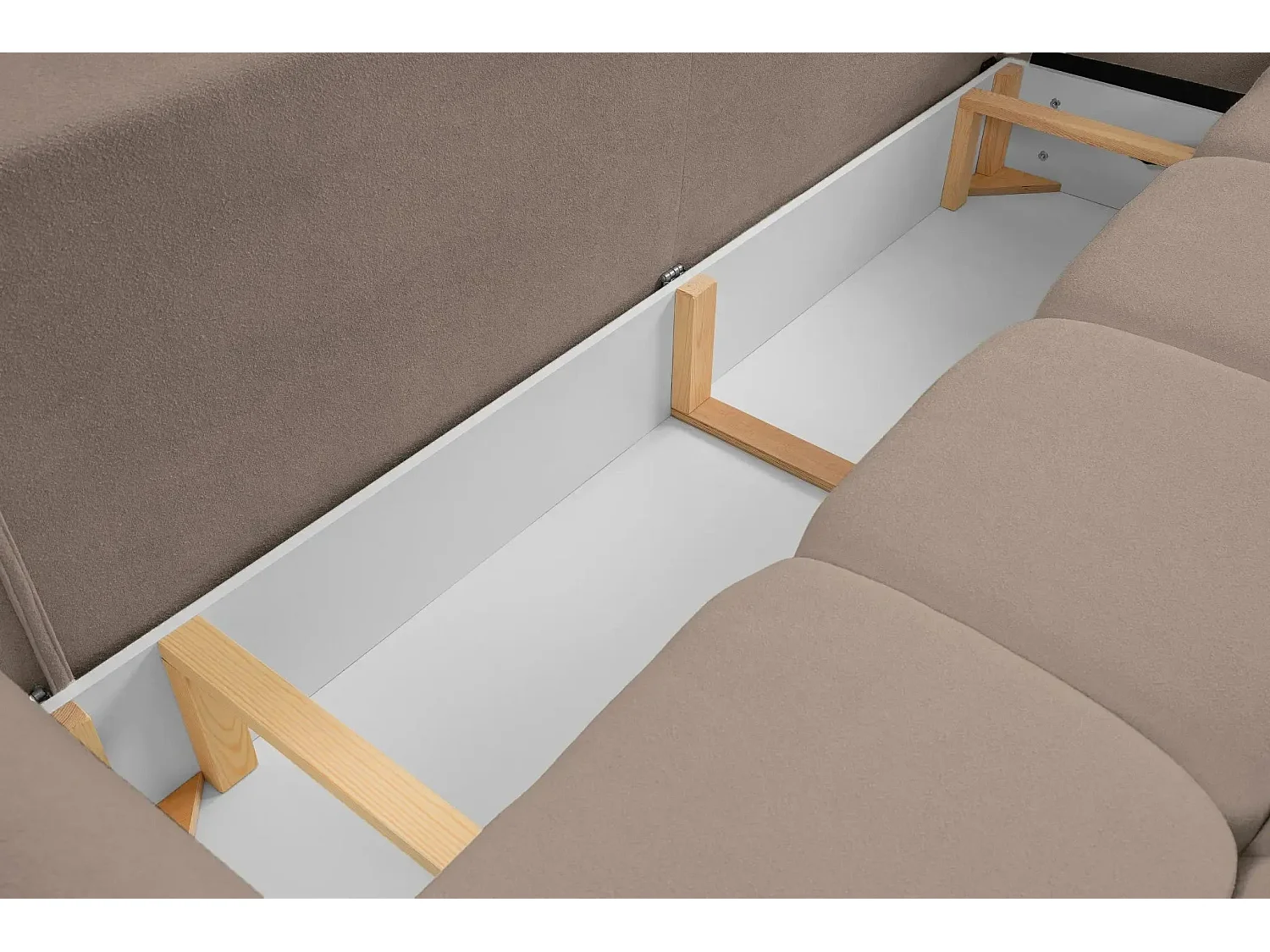 JUNE - Canapé droit convertible tissu bouclette 2 places - Café