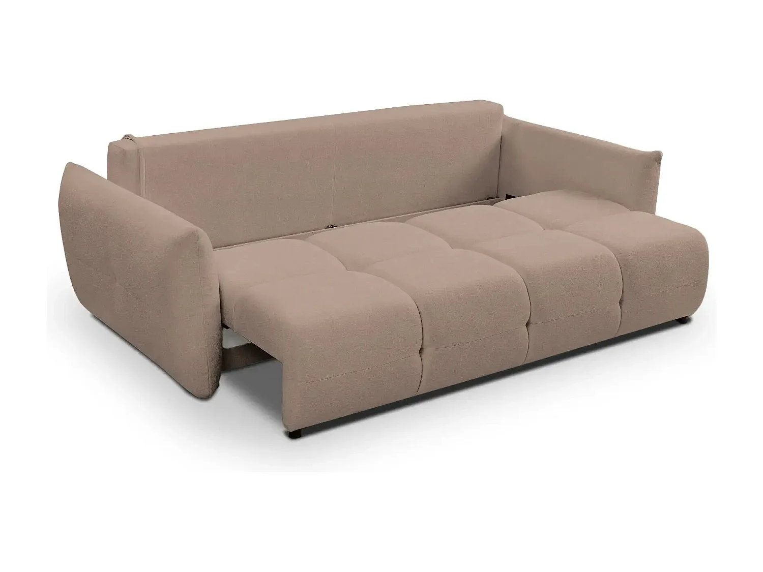 JUNE - Canapé droit convertible tissu bouclette 2 places - Café