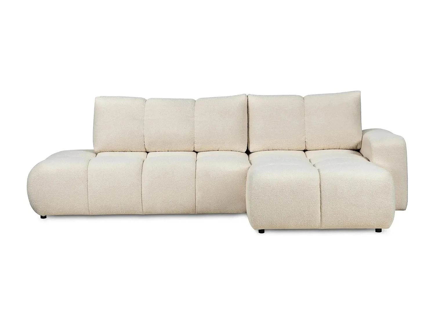 CONSTANCE - Canapé d'angle convertible tissu bouclette 4 places - Beige - Gauche