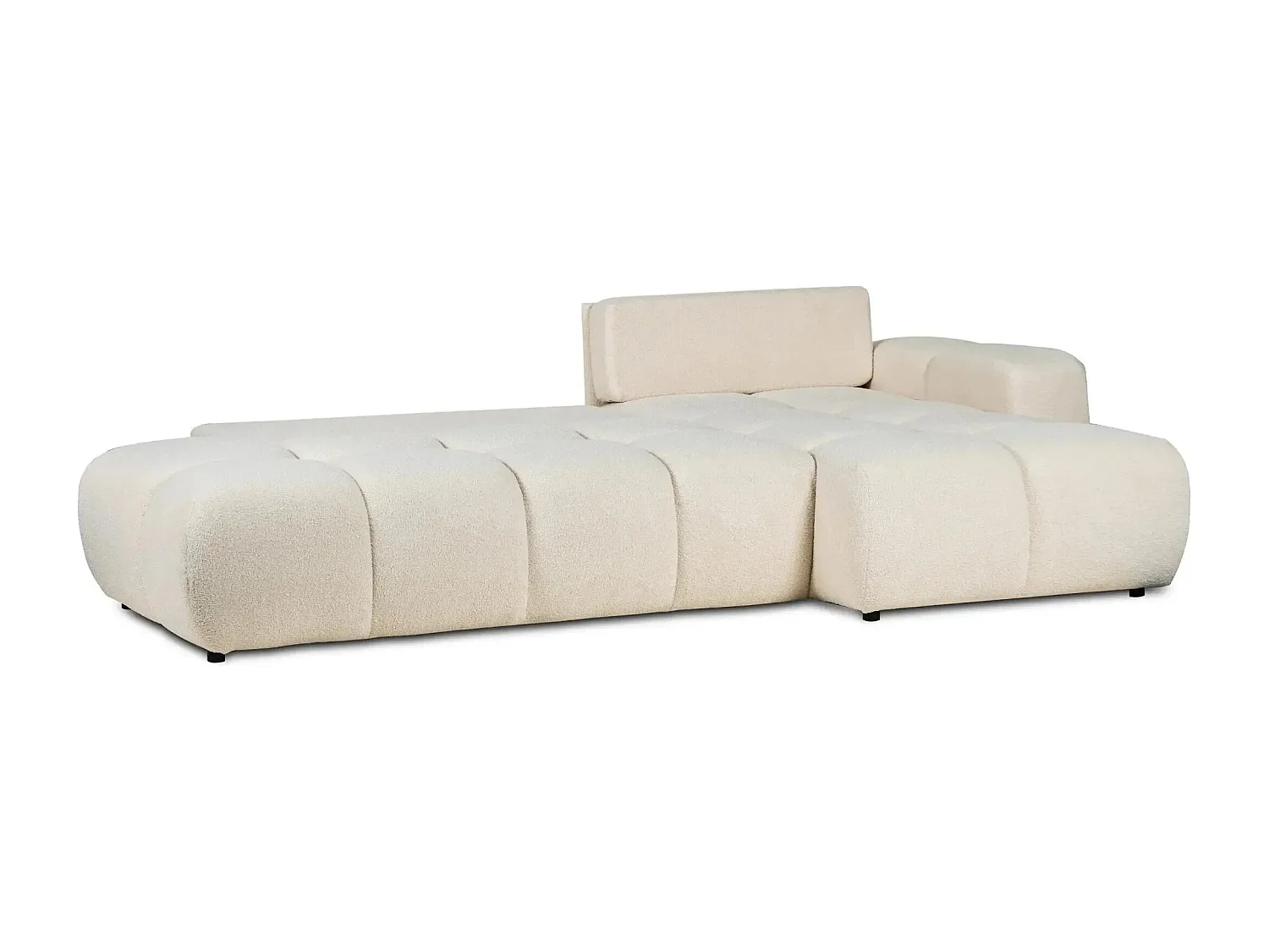 CONSTANCE - Canapé d'angle convertible tissu bouclette 4 places - Beige - Gauche