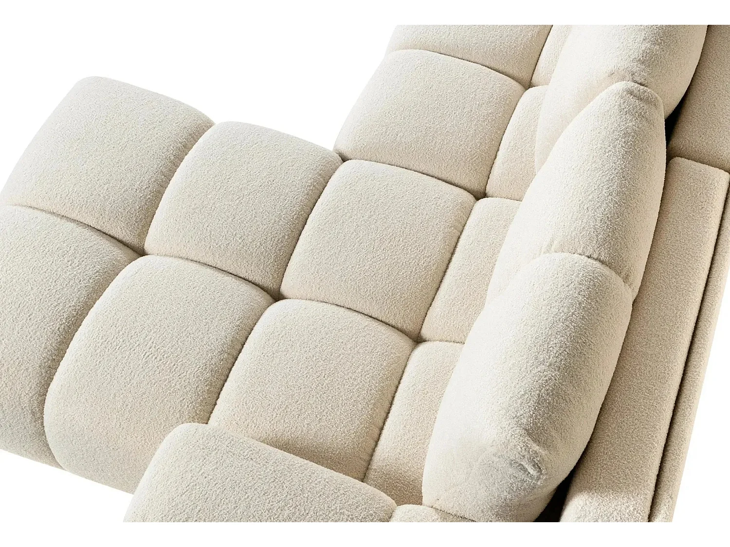 CONSTANCE - Canapé d'angle convertible tissu bouclette 4 places - Beige - Gauche