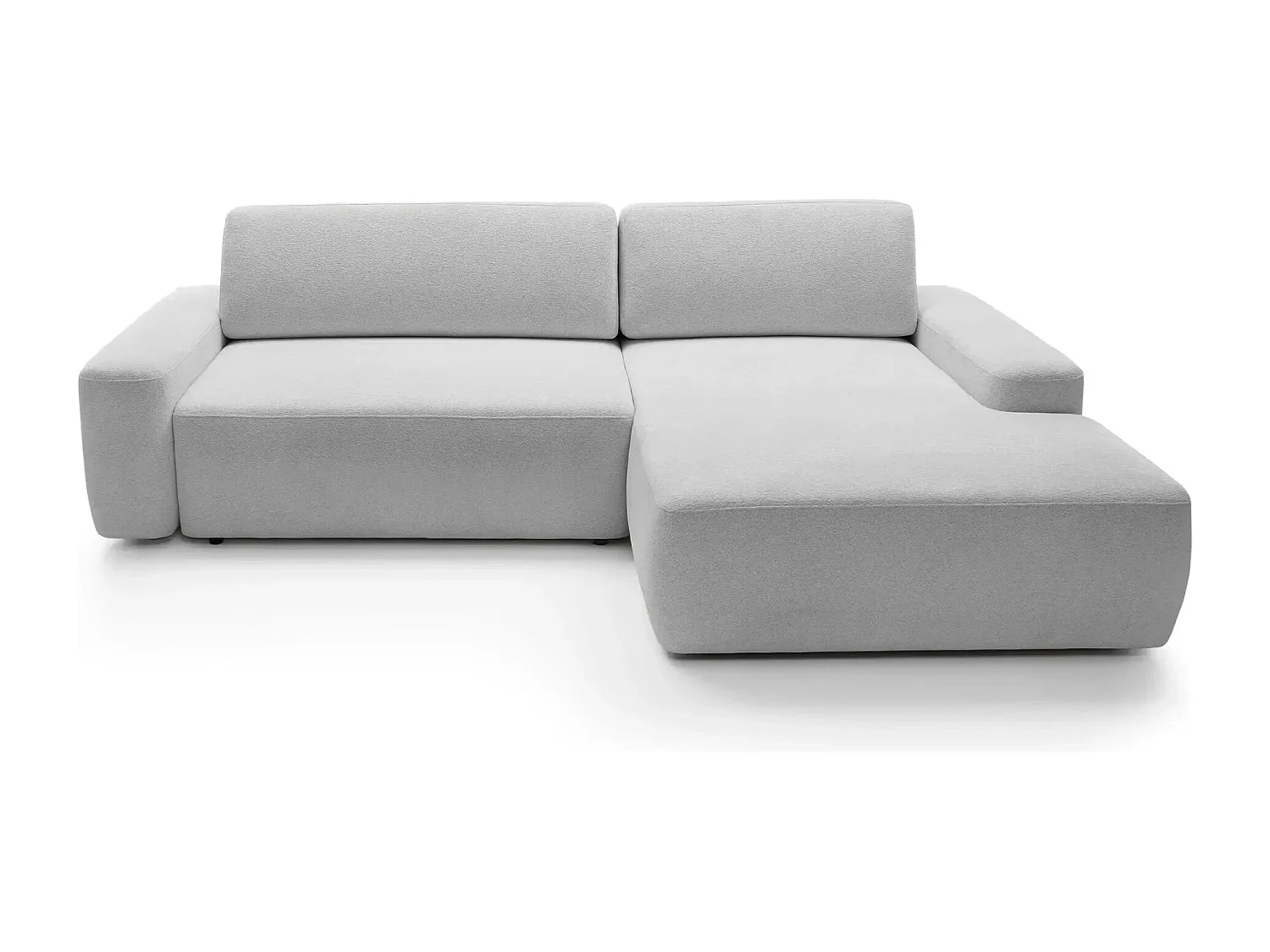 IVY - Canapé d'angle convertible tissu chiné 4 places - Gris clair - Droit