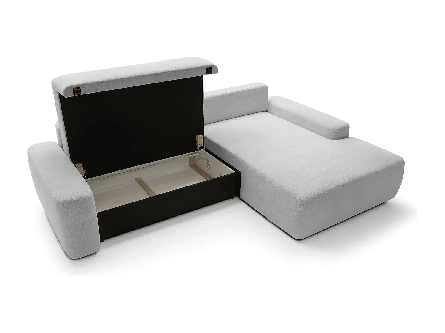 IVY - Canapé d'angle convertible tissu chiné 4 places - Gris clair - Droit