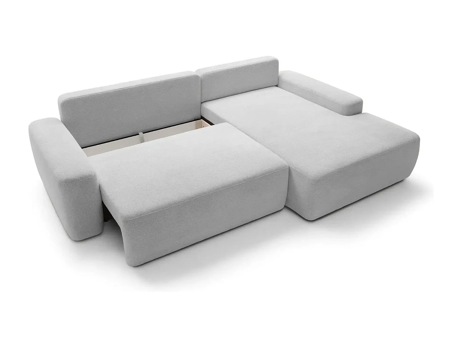 IVY - Canapé d'angle convertible tissu chiné 4 places - Gris clair - Droit