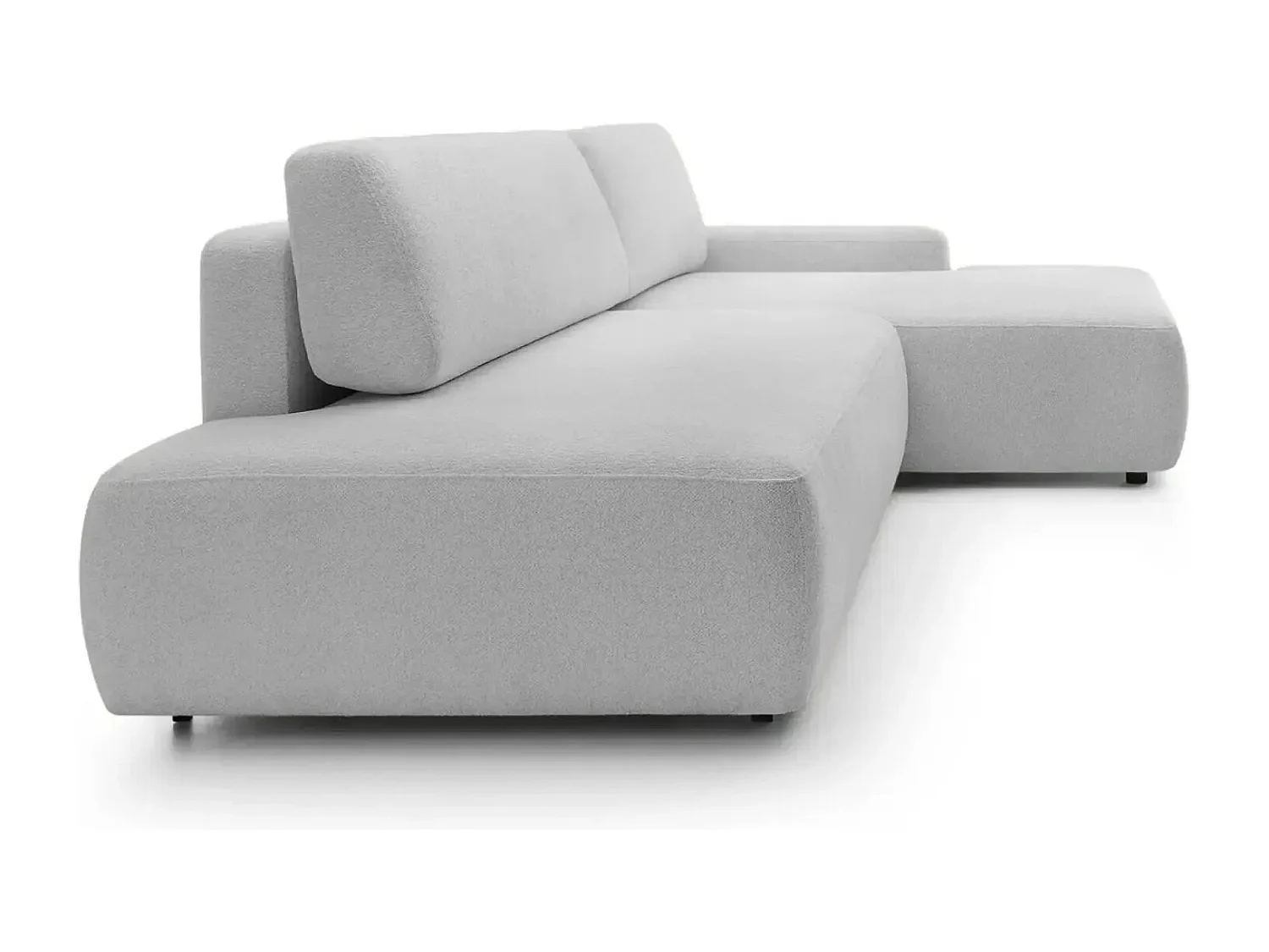 IVY O - Canapé d'angle convertible coffre tissu chiné 3 places - Gris clair - Droit