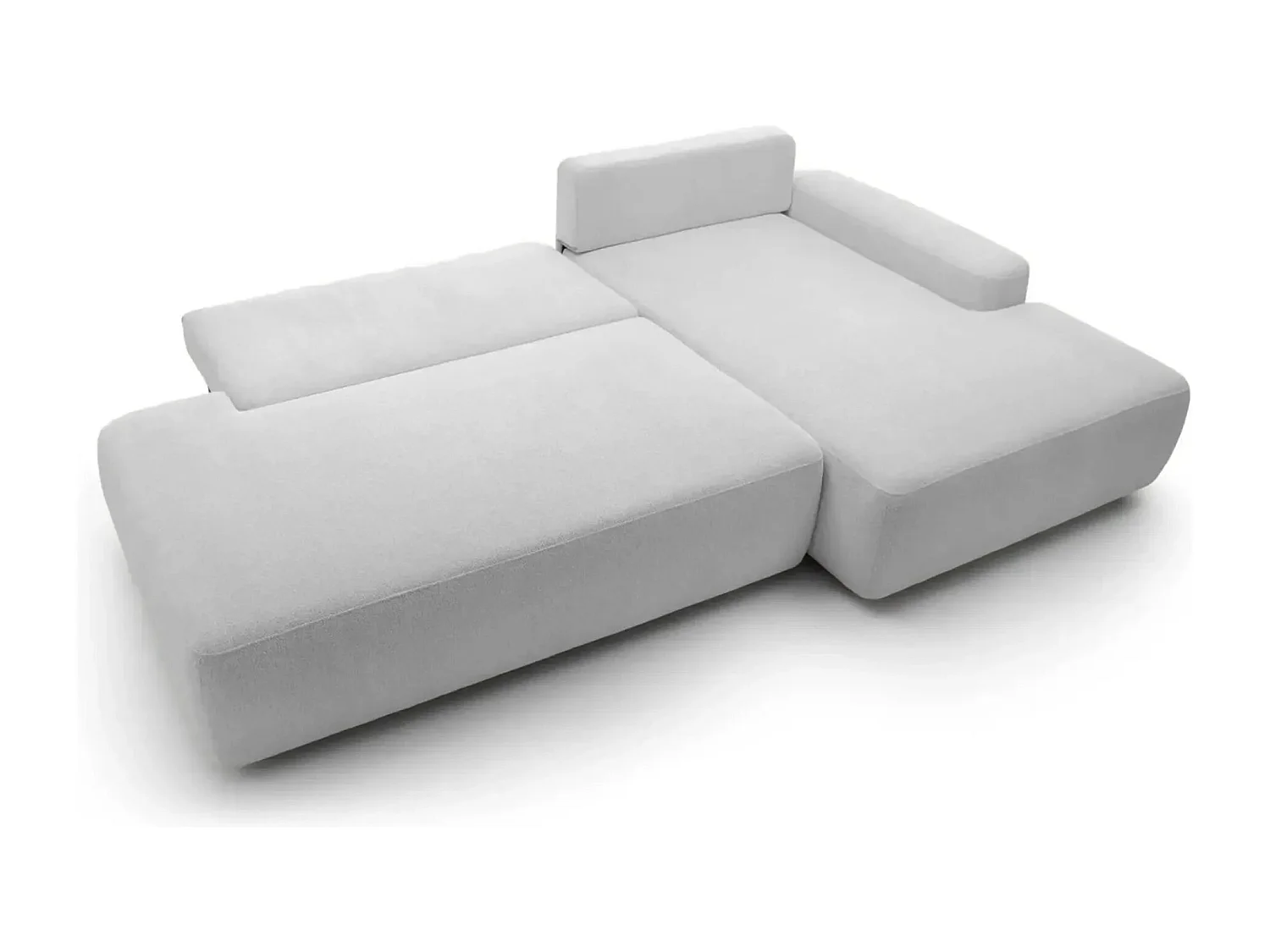 IVY O - Canapé d'angle convertible coffre tissu chiné 3 places - Gris clair - Droit