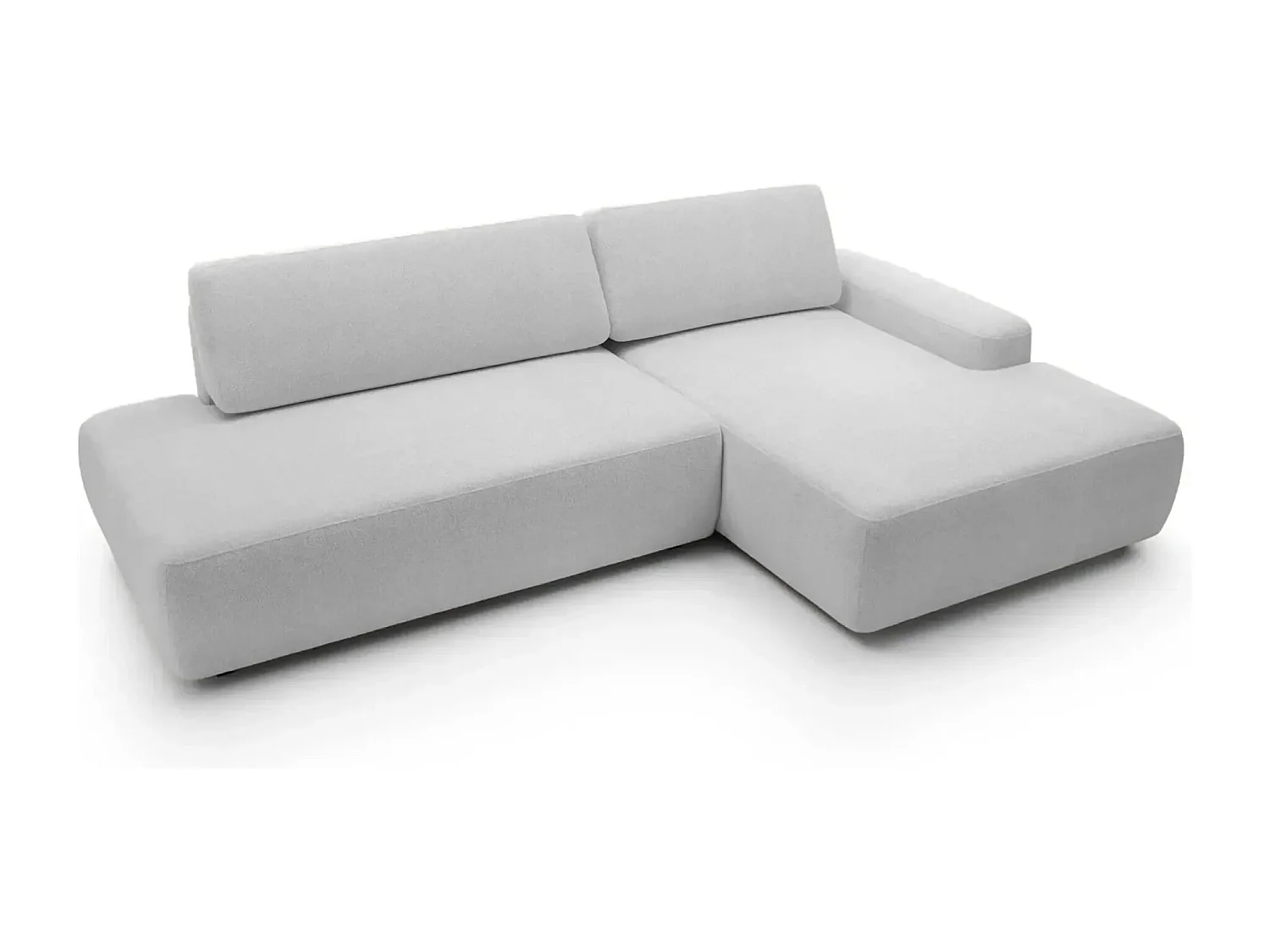 IVY O - Canapé d'angle convertible coffre tissu chiné 3 places - Gris clair - Droit