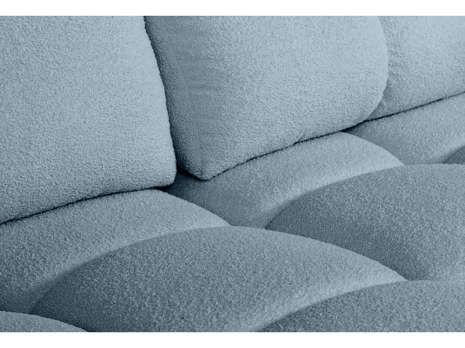 CONSTANCE - Canapé d'angle convertible tissu bouclette 4 places - Bleu - Droit