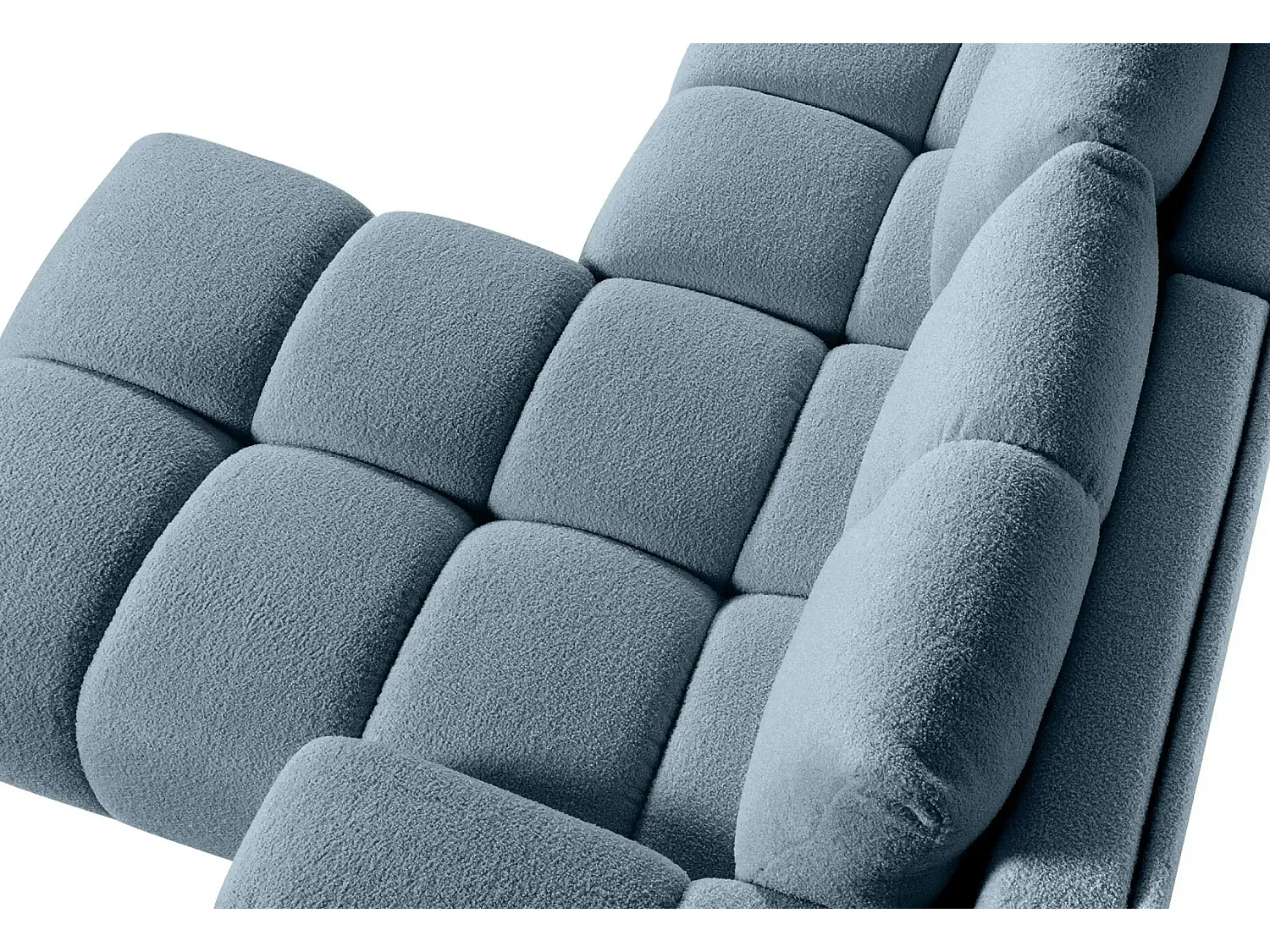 CONSTANCE - Canapé d'angle convertible tissu bouclette 4 places - Bleu - Droit