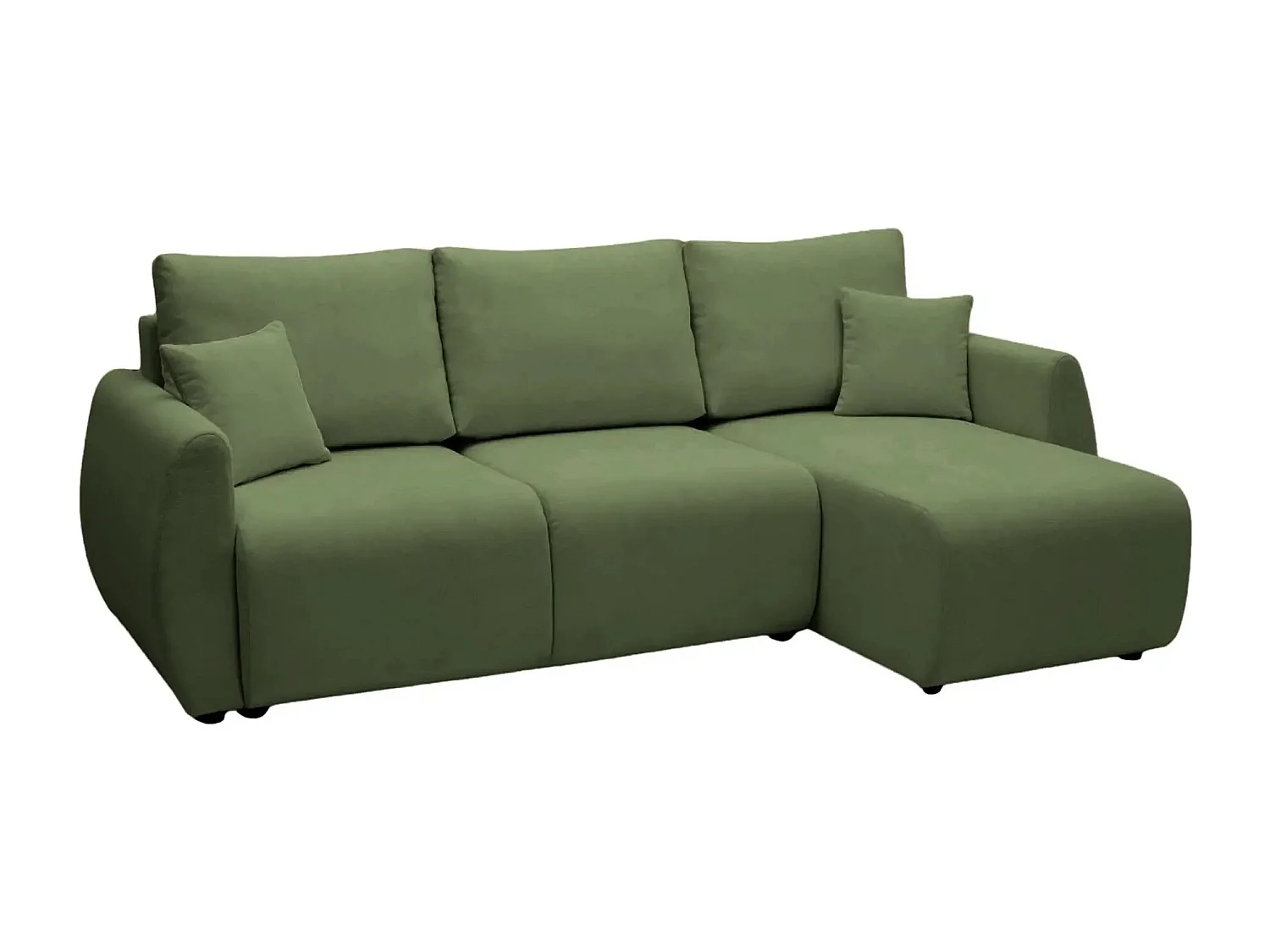 HERA - Canapé d'angle convertible tissu doux 3 places - Vert