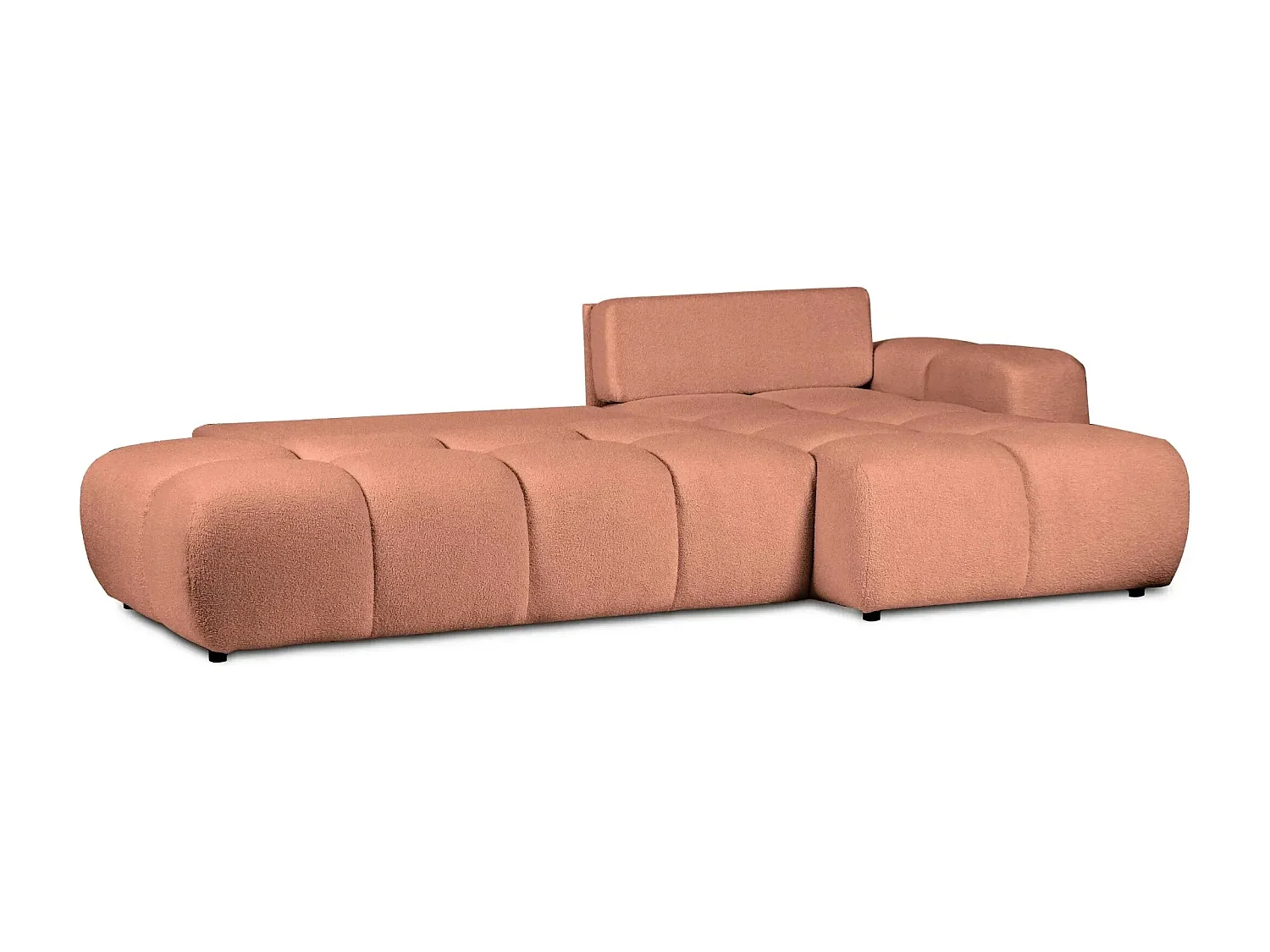CONSTANCE - Canapé d'angle convertible tissu bouclette 4 places - Terracotta - Gauche