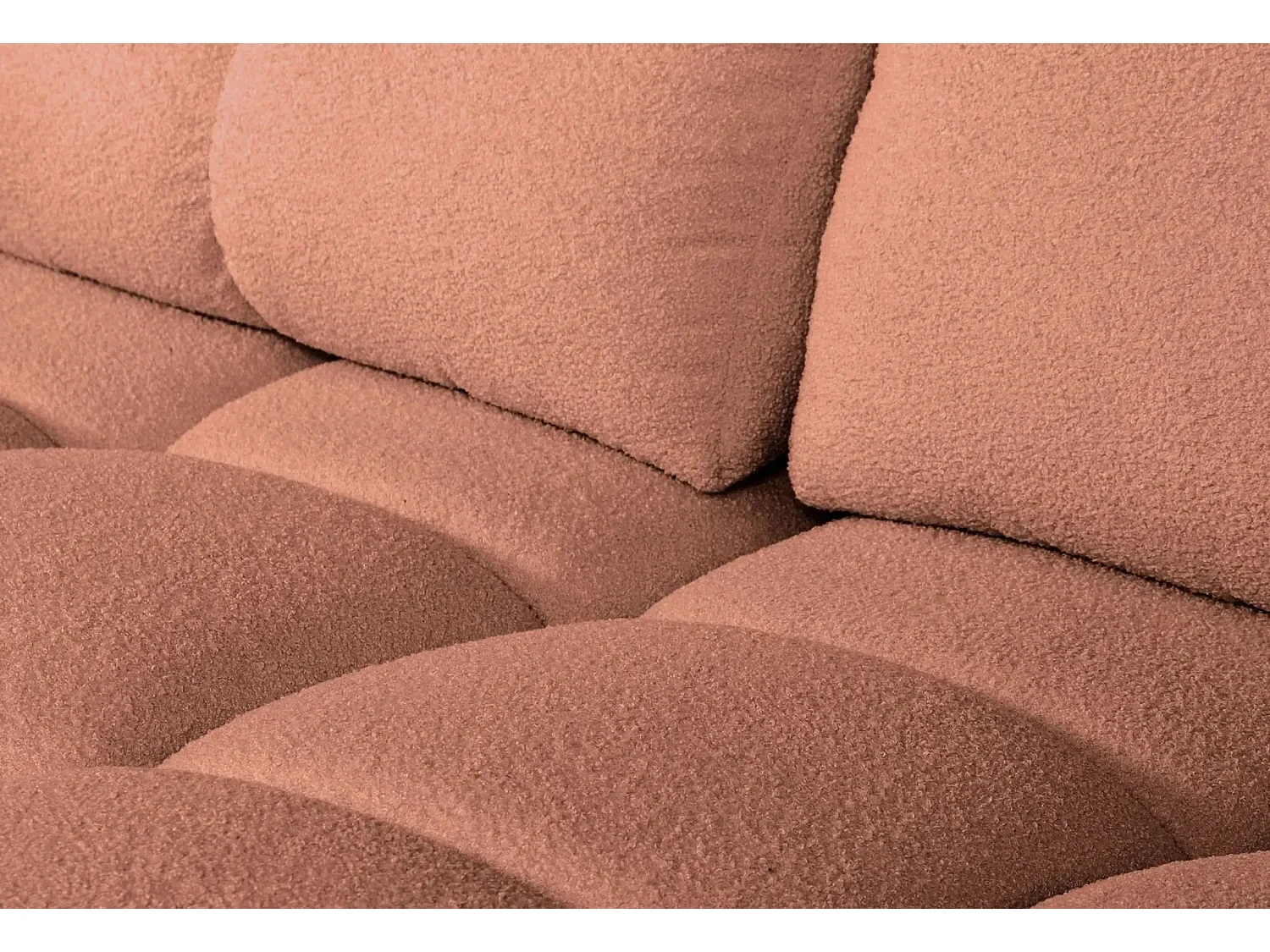 CONSTANCE - Canapé d'angle convertible tissu bouclette 4 places - Terracotta - Gauche