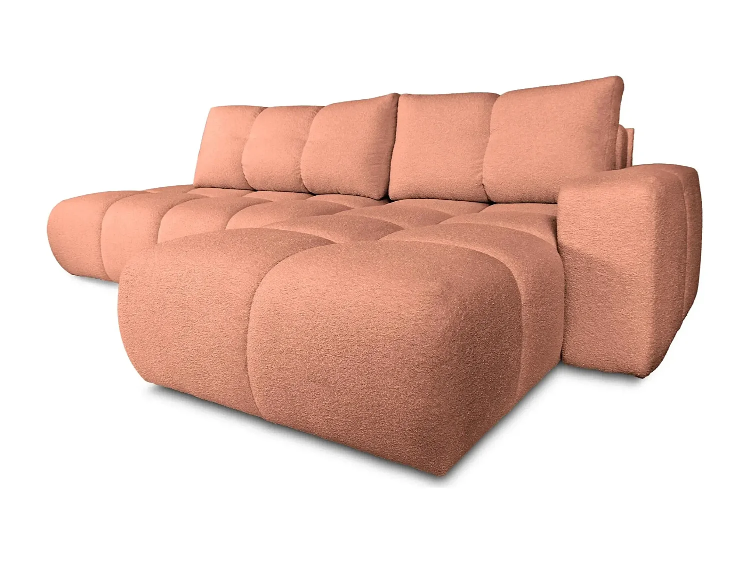 CONSTANCE - Canapé d'angle convertible tissu bouclette 4 places - Terracotta - Gauche