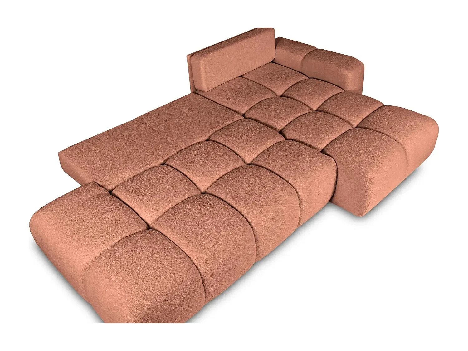CONSTANCE - Canapé d'angle convertible tissu bouclette 4 places - Terracotta - Gauche