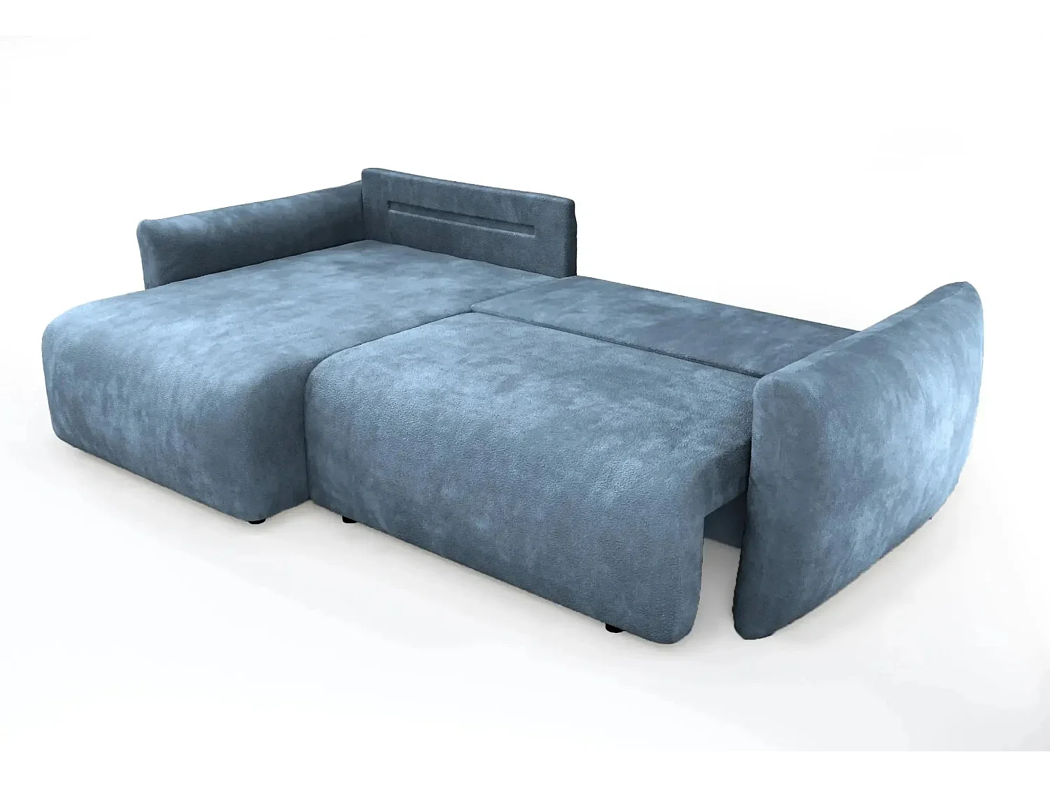 ELIO - Canapé d'angle convertible tissu bouclette 4 places - Bleu