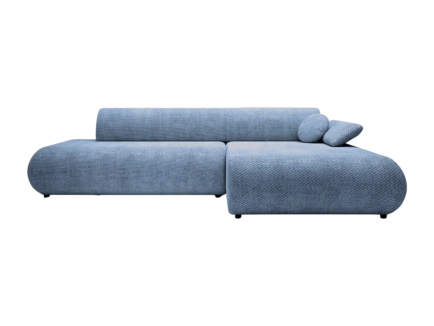 LEVI - Canapé d'angle convertible tissu lisse 3 places - Bleu - Gauche