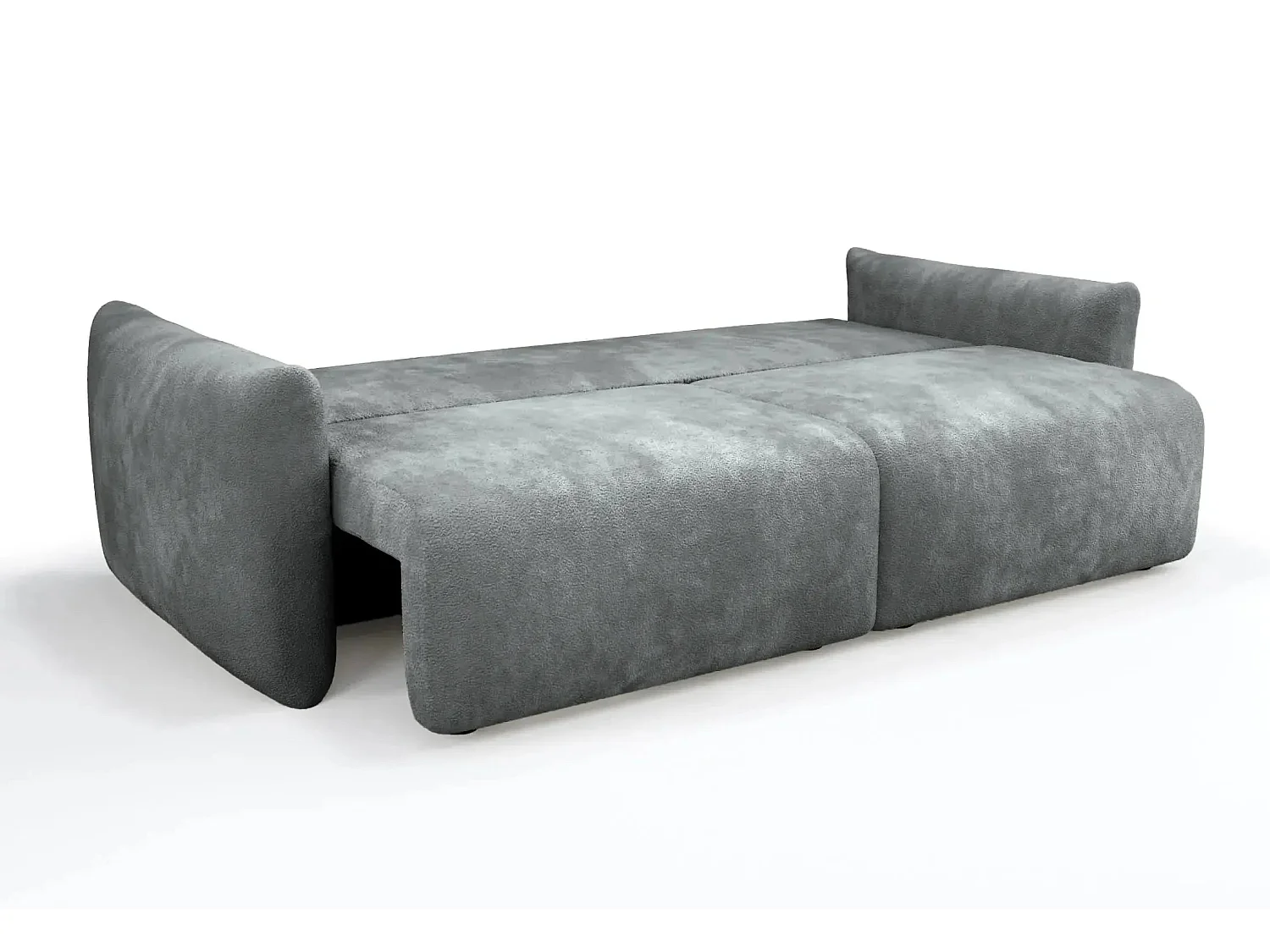 ELIO - Canapé convertible tissu bouclette 3 places - Gris