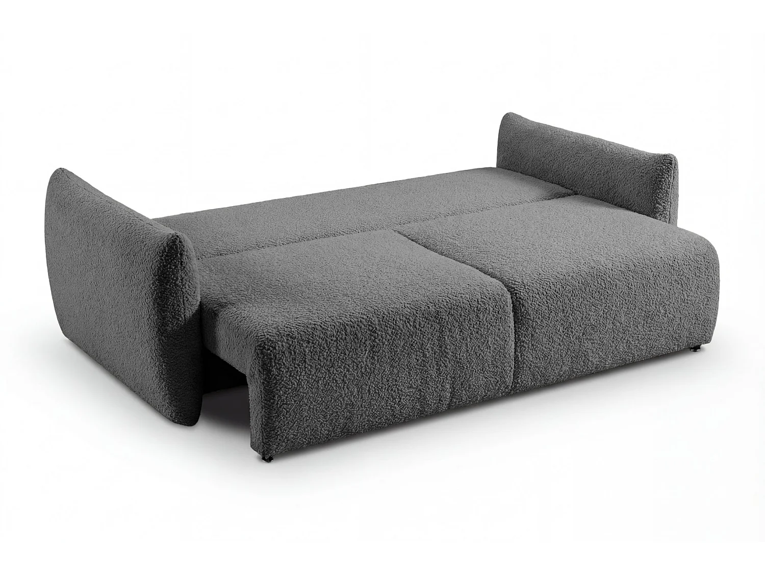 ELIO - Canapé convertible tissu bouclette 3 places - Gris