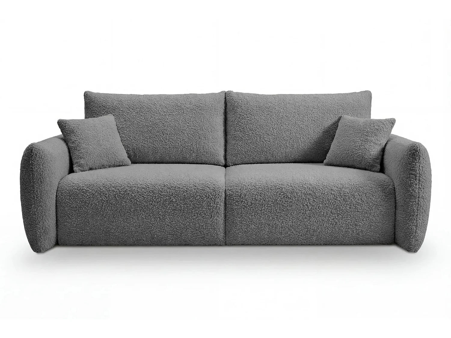 ELIO - Canapé convertible tissu bouclette 3 places - Gris