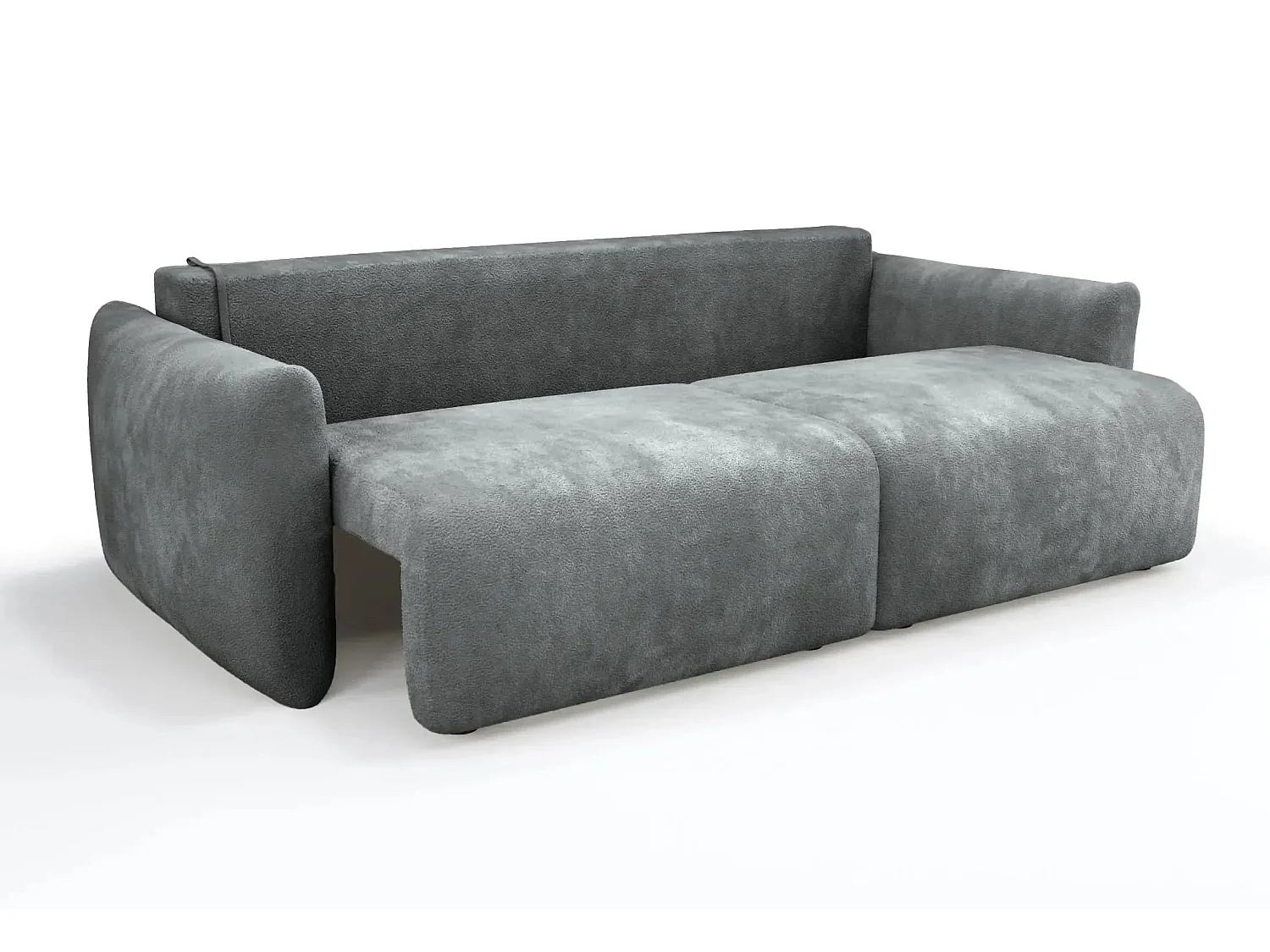 ELIO - Canapé convertible tissu bouclette 3 places - Gris