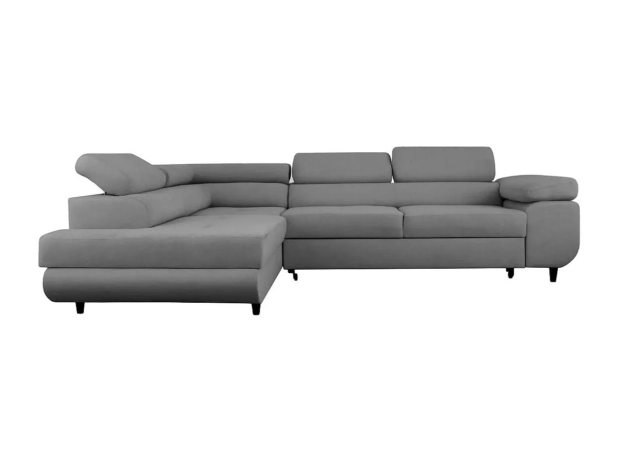 CHARLIE - Canapé d'angle convertible tissu chiné 4 places - Gris foncé - Gauche