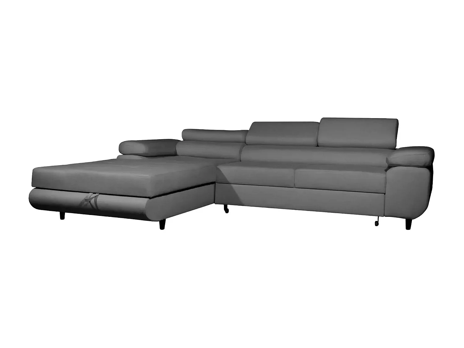 CHARLIE - Canapé d'angle convertible tissu chiné 4 places - Gris foncé - Gauche