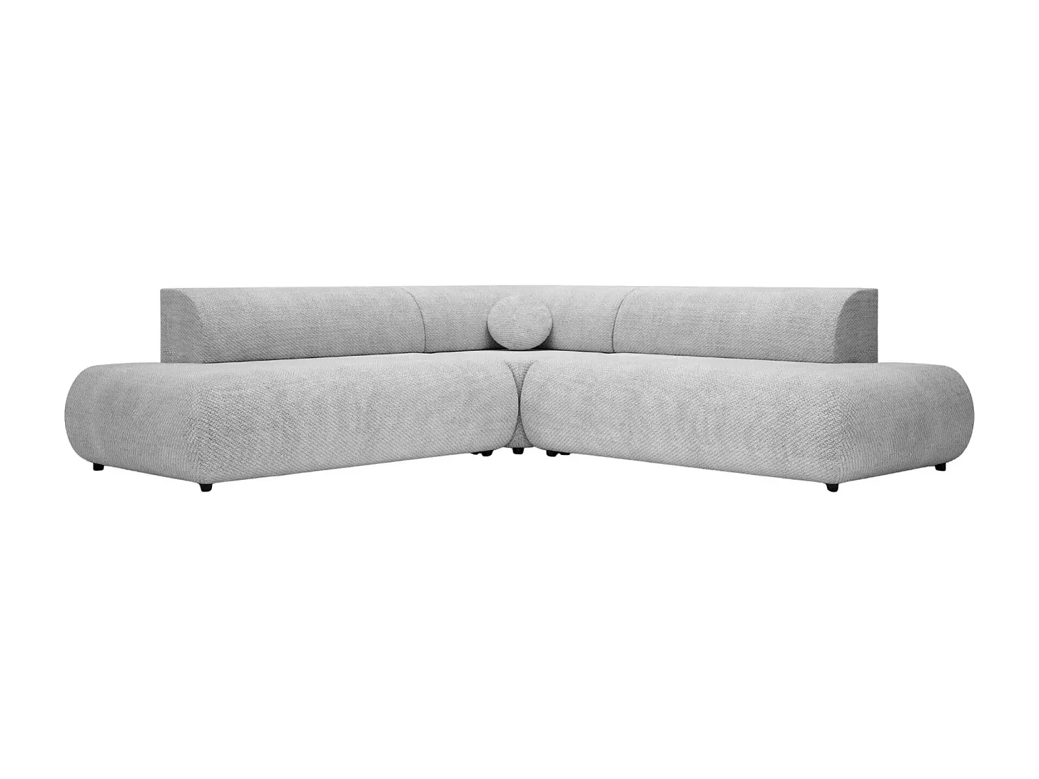 LEVI - Canapé panoramique convertible tissu lisse 5 places - Gris clair - Gauche