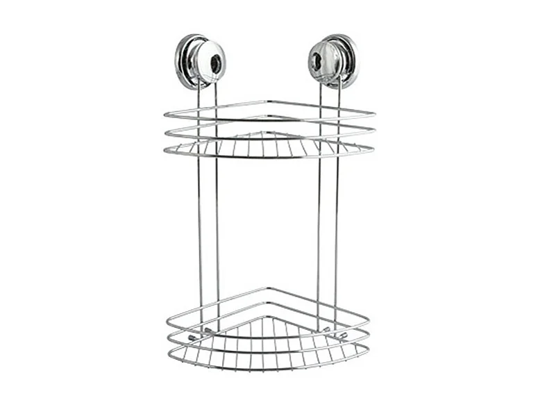 Prateleira de canto de 2 níveis com ventosas cromadas MSV - Modelo 144904