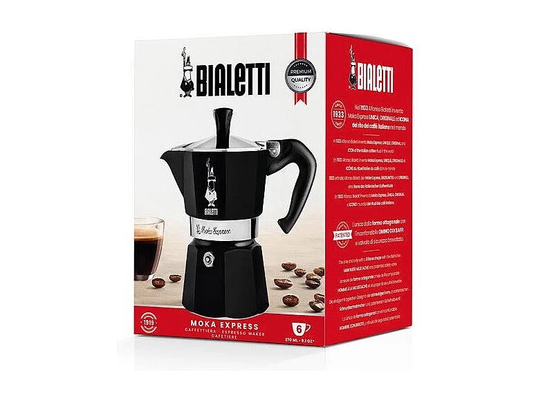 Cafetera Italiana Bialetti Moka Express 6 Tazas 300 ml Negro - Todos los Fuegos Excepto Inducción