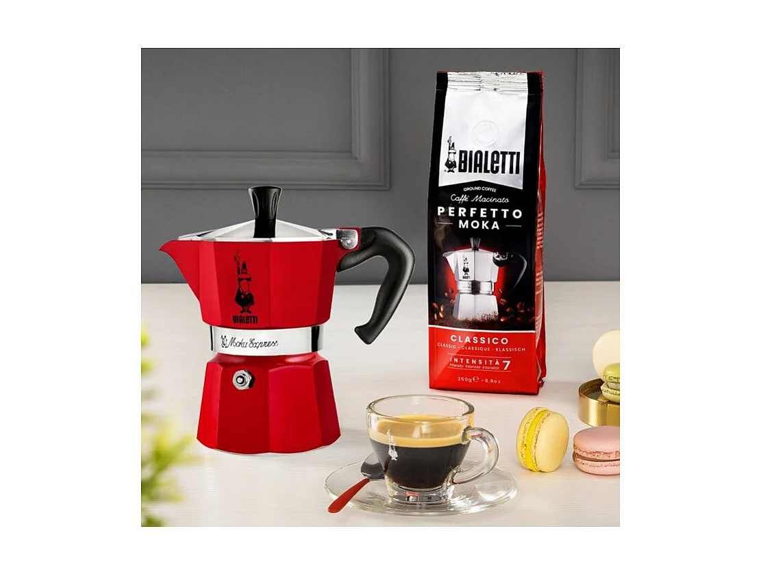 Cafetera Italiana Bialetti La Mokina Roja 1 Taza 40 ml Para Todos los Fuegos Excepto Inducción