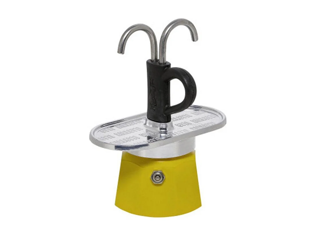 Set cafetiere italienne + 2 tasses - BIALETTI - Mini-express LICHTENSTEIN - 100 ml - Inox / Jaune