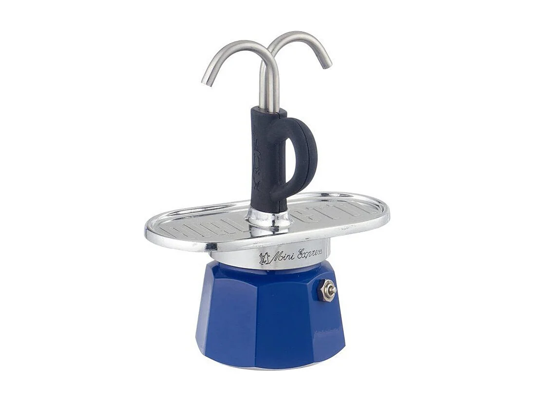 Set cafetiere italienne + 2 tasses - BIALETTI - Mini-express KANDINSKY - 100 ml - Inox / Bleu