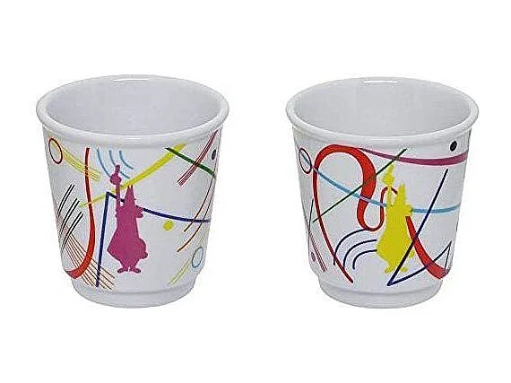 Set cafetiere italienne + 2 tasses - BIALETTI - Mini-express KANDINSKY - 100 ml - Inox / Bleu