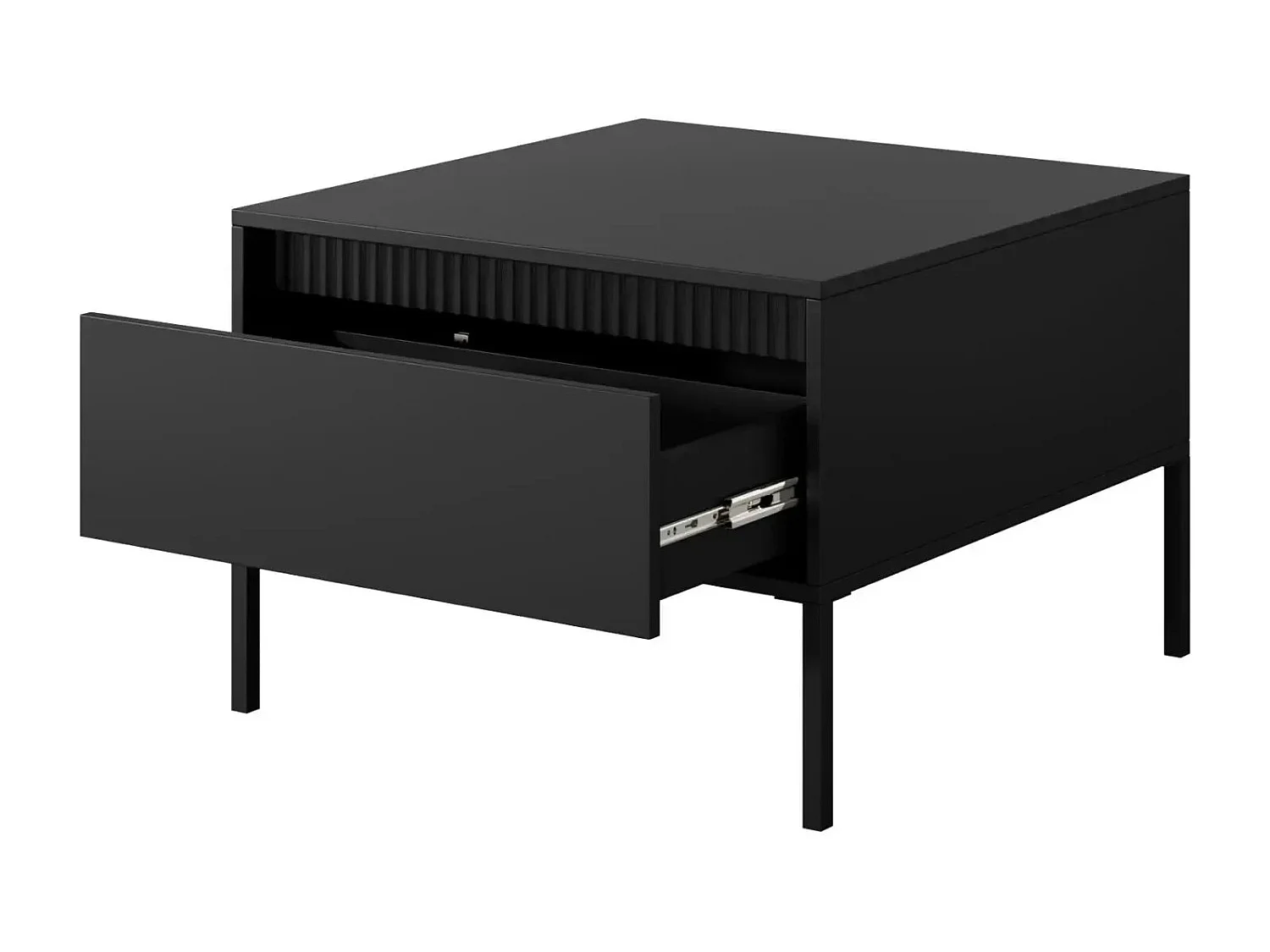 ALINA - Table de chevet 68cm pieds en métal - Noir