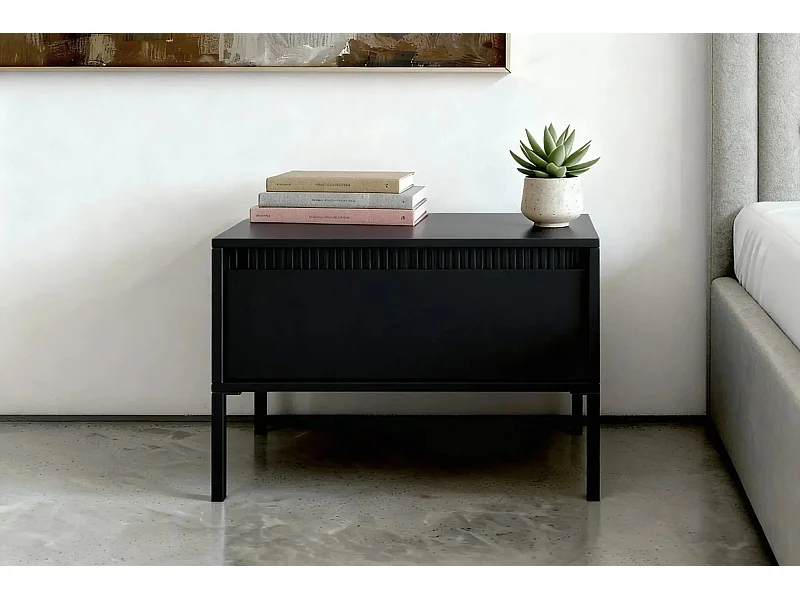 ALINA - Table de chevet 68cm pieds en métal - Noir