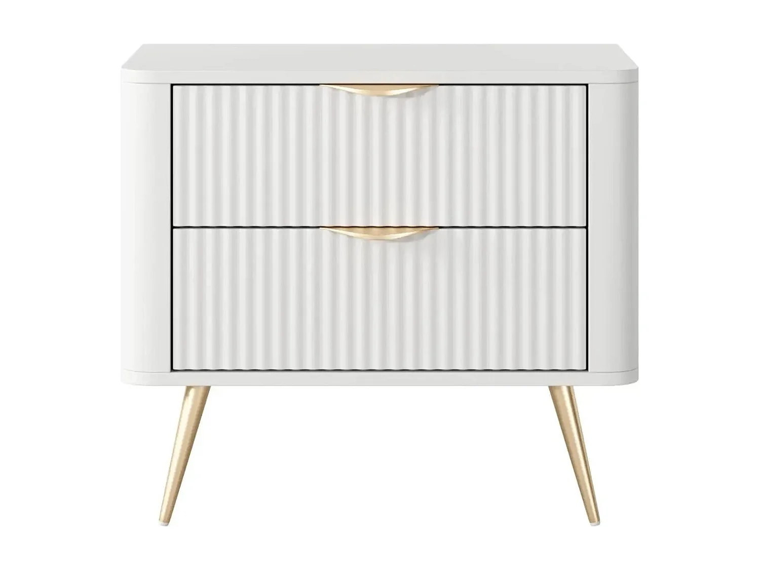 JOUDY - Table de chevet 63cm effet rainuré - Blanc