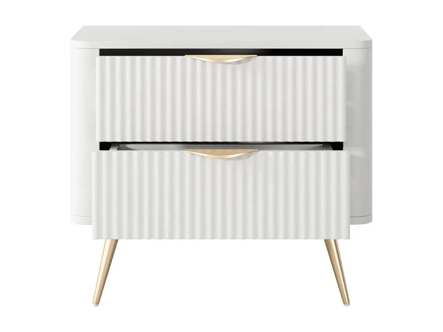 JOUDY - Table de chevet 63cm effet rainuré - Blanc