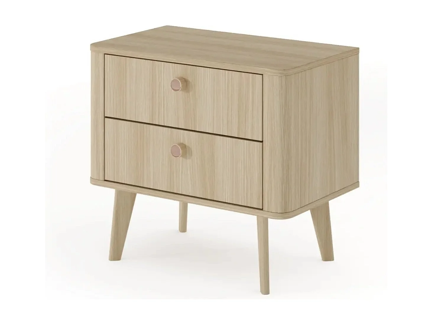 ELORA - Table de chevet 63cm 2 tiroirs pieds bois