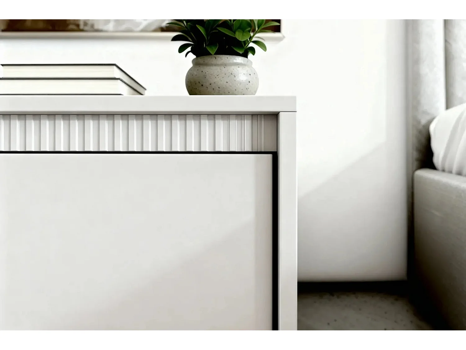 ALINA - Table de chevet 68cm pieds en métal - Beige