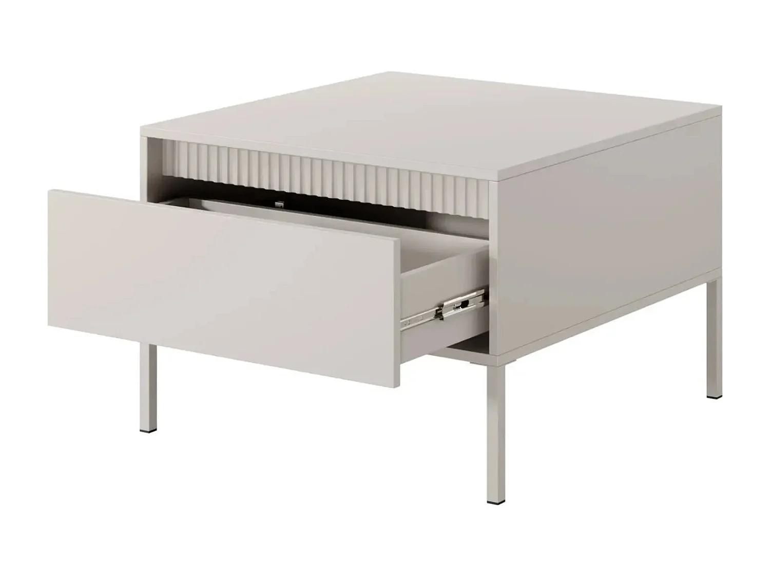 ALINA - Table de chevet 68cm pieds en métal - Beige