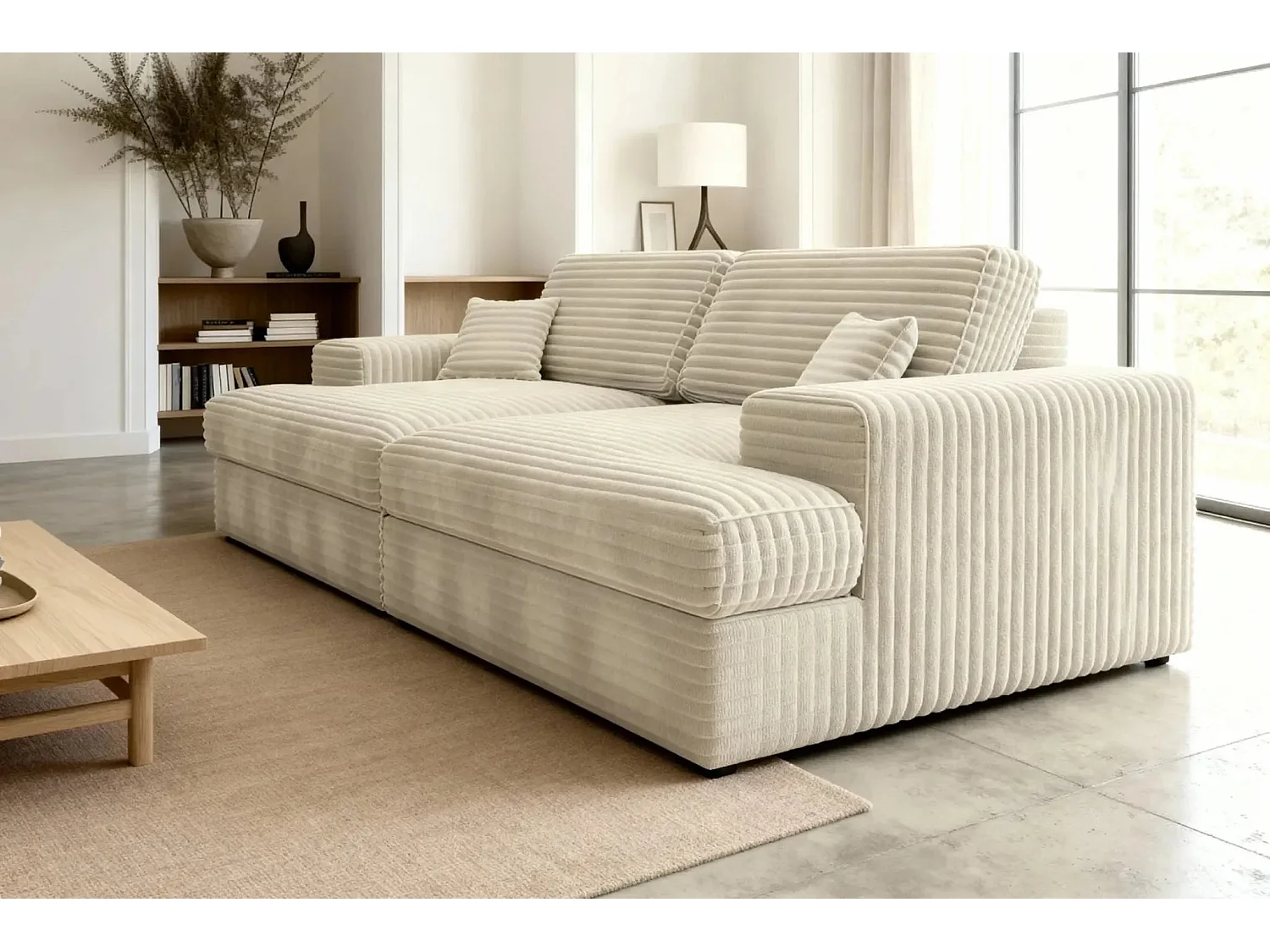 LISBONNE XL - Canapé droit XL 3 places - Beige