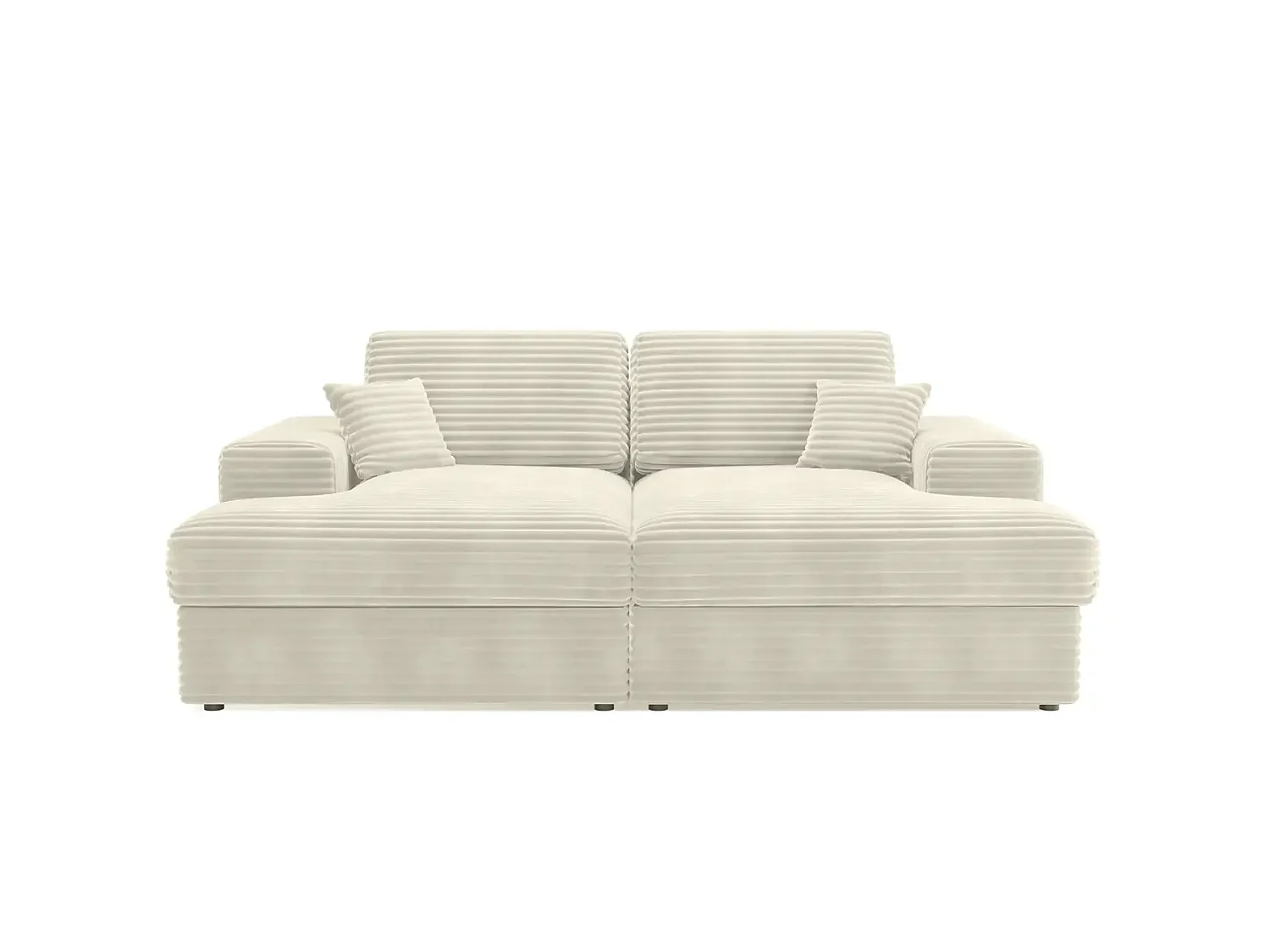 LISBONNE XL - Canapé droit XL gros velours côtelé 3 places Beige