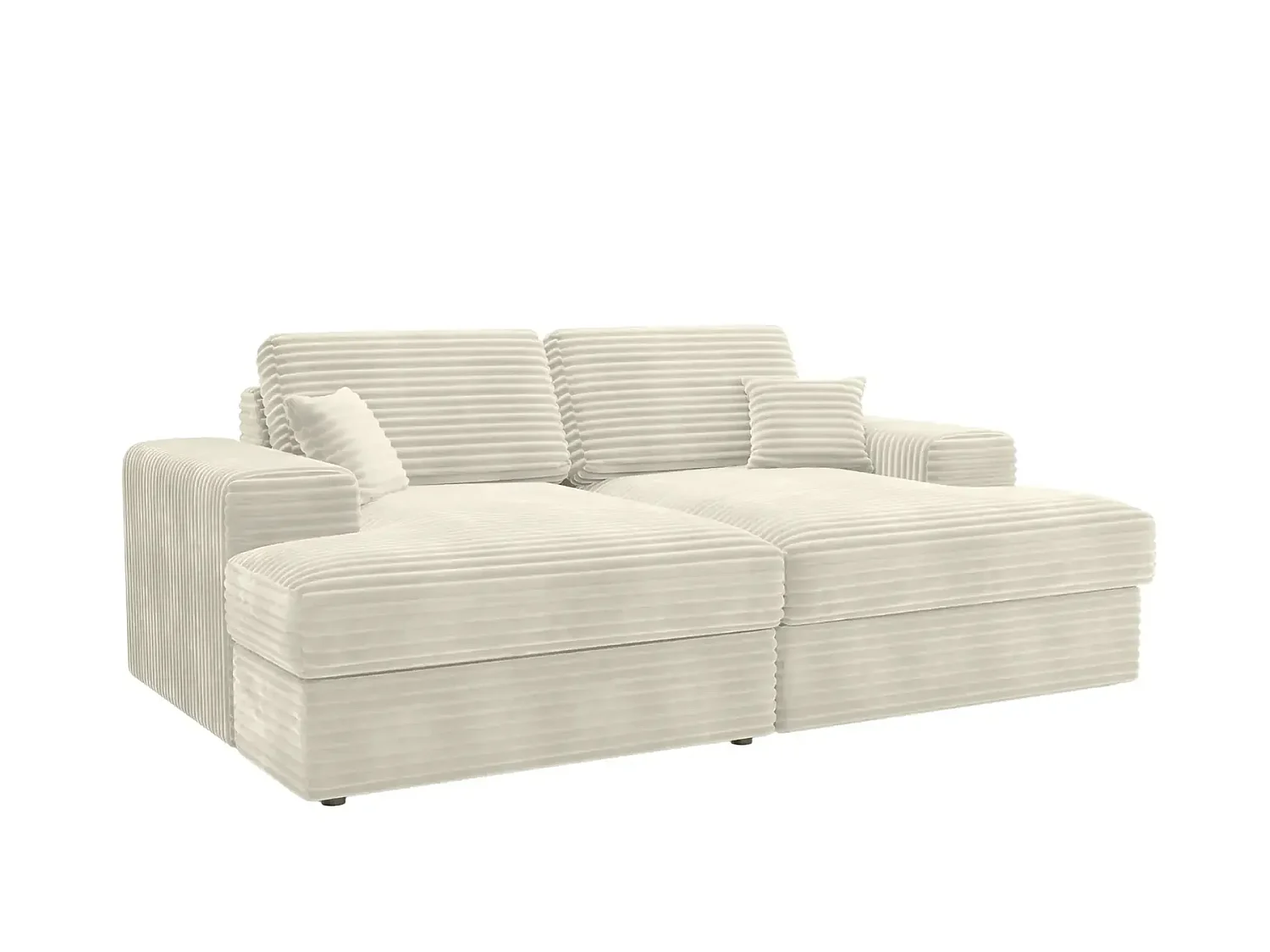 LISBONNE XL - Canapé droit XL gros velours côtelé 3 places Beige