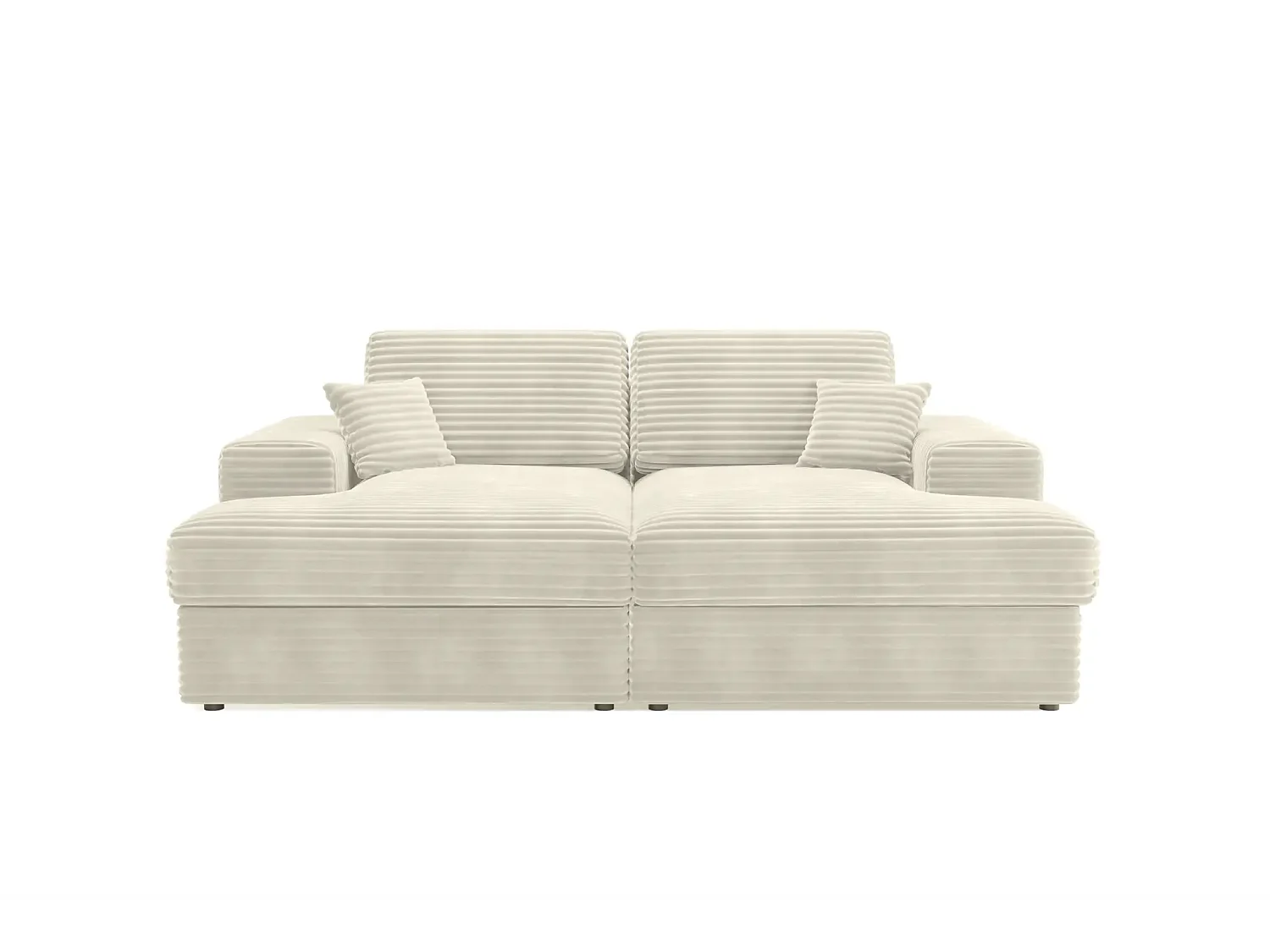 LISBONNE XL - Canapé droit XL gros velours côtelé 3 places Beige