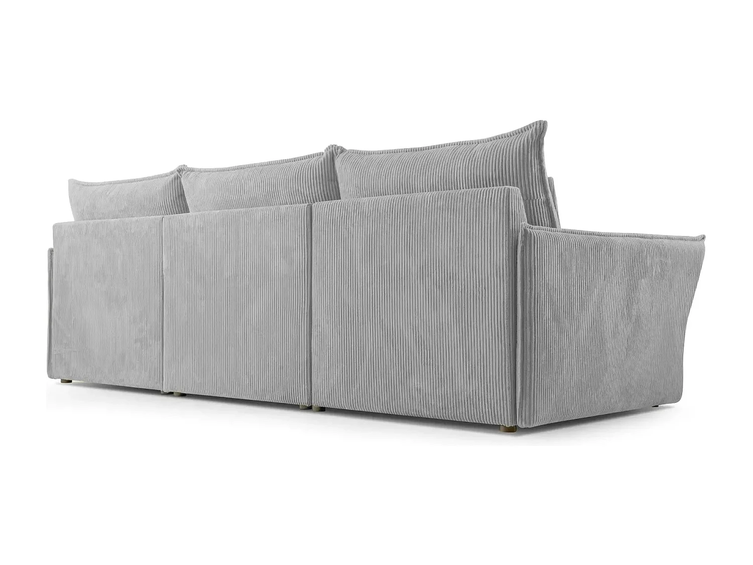 ANGELE - Canapé droit velours côtelé 3 places - Gris clair