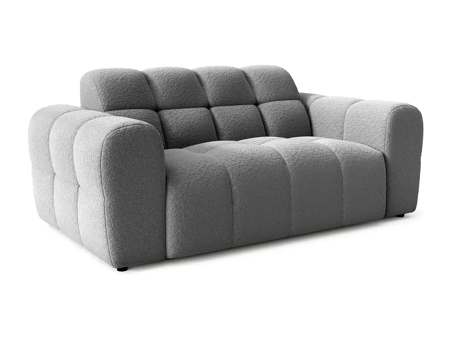 ALEXIA - Canapé droit tissu bouclette 2 places - Gris foncé